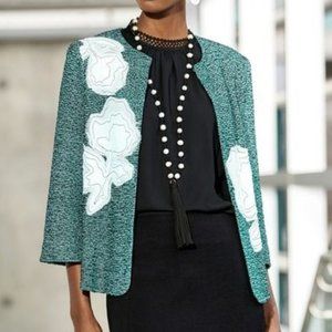 Misook (NWT) Tweed Jacket with Flower Applique in XL